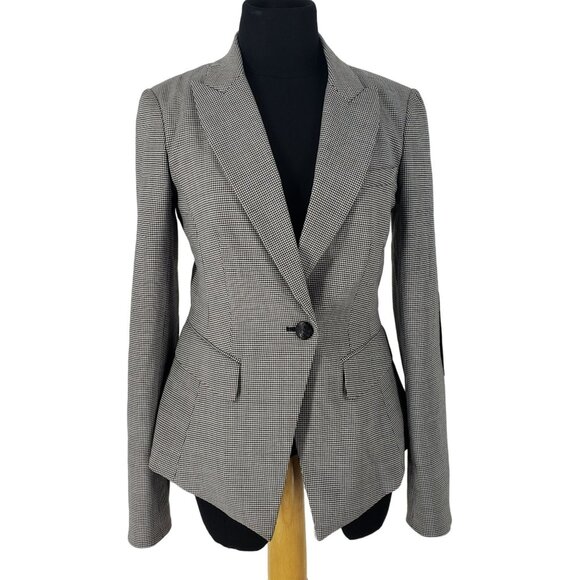 Veronica Beard Black White Blazer Houndstooth Cutaway Dickey Jacket Office Work - Picture 1 of 10
